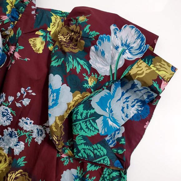 Tuckernuck Alice Midi Dress XL Merlot Oxblood Verdant Floral Print Cotton - Picture 10 of 15